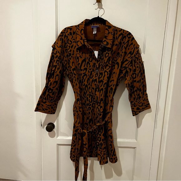 Target Future Collective Kahlana Barfield Brown leopard utility denim dress - Picture 4 of 9